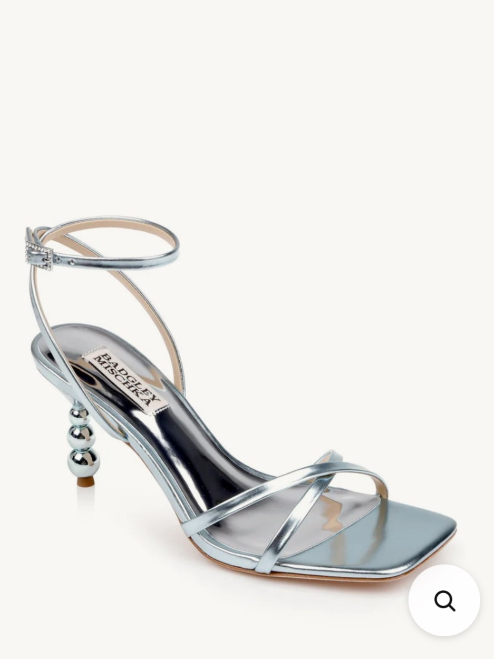 Badgley Mischka Iridescent Silver Blue Metallic Beaded-Heel Sandals